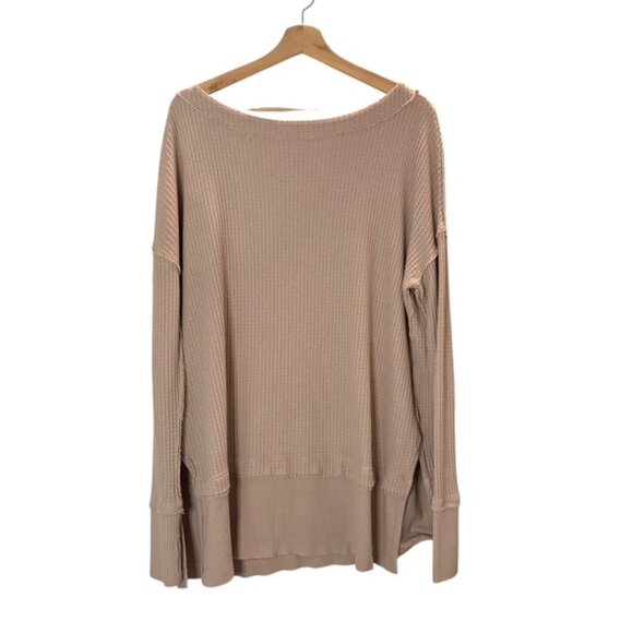 We the Free North Shore Oversized Waffle Sand Knit Tunic with Thumb Holes Size M - Picture 1 of 11